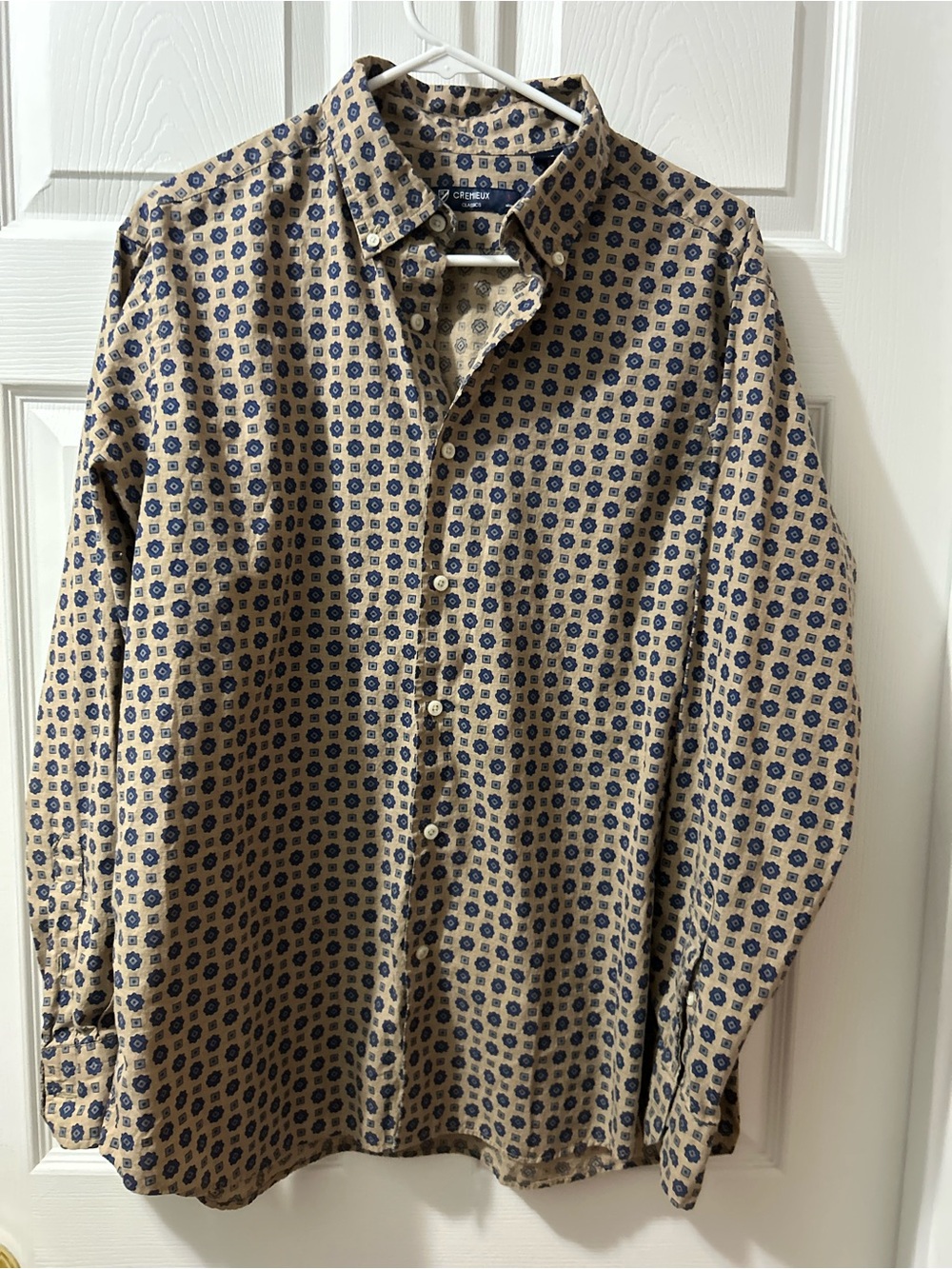 Cremieux Classics Men’s Large 100% Cotton Blue Geometric Button Down